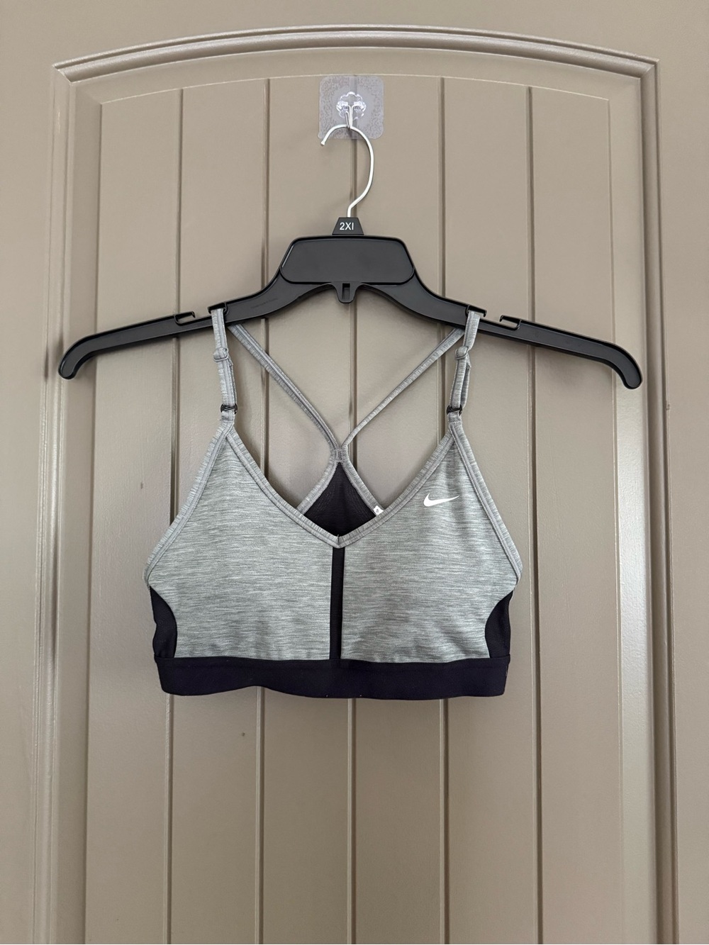 Nike Heather Gray and Black Strappy Sports Bra